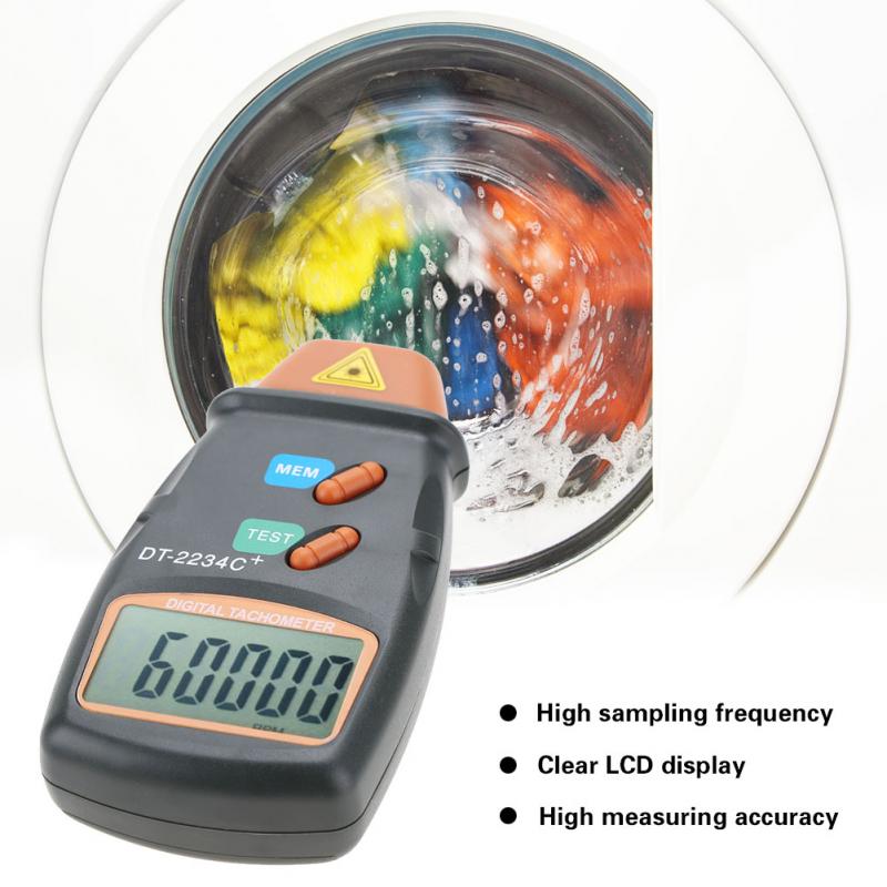 DT-2234C + Digital LCD Tachometer Non-Contact Tach Meter Photo Tachometer Mini RPM Tester Meter