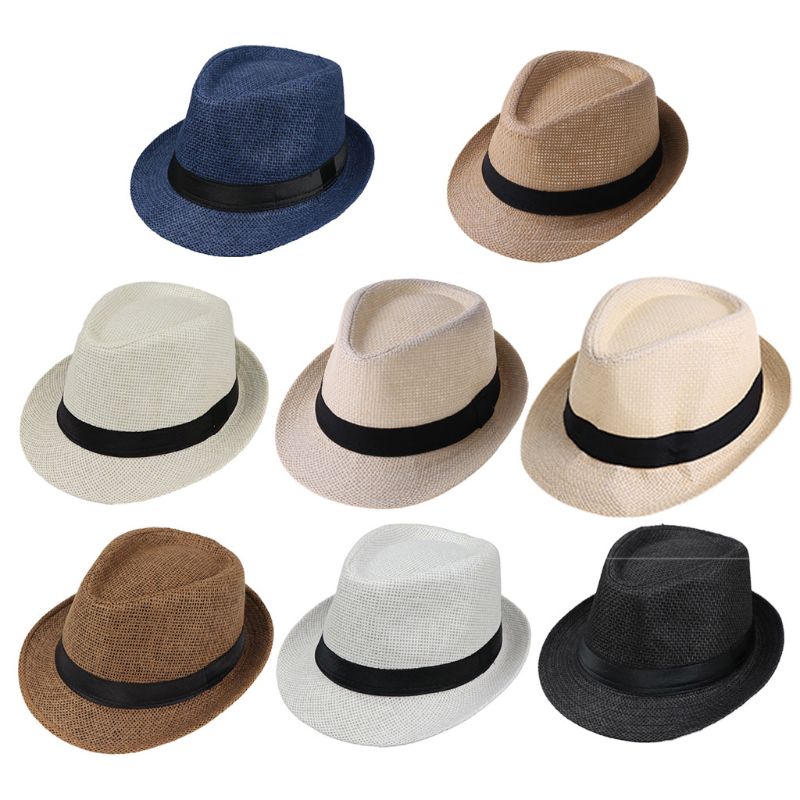 Bambini bambini estate spiaggia cappello di paglia Jazz Panama Trilby cappello Fedora Gangster cappelli traspiranti all&#39;aperto ragazze ragazzi cappello da sole