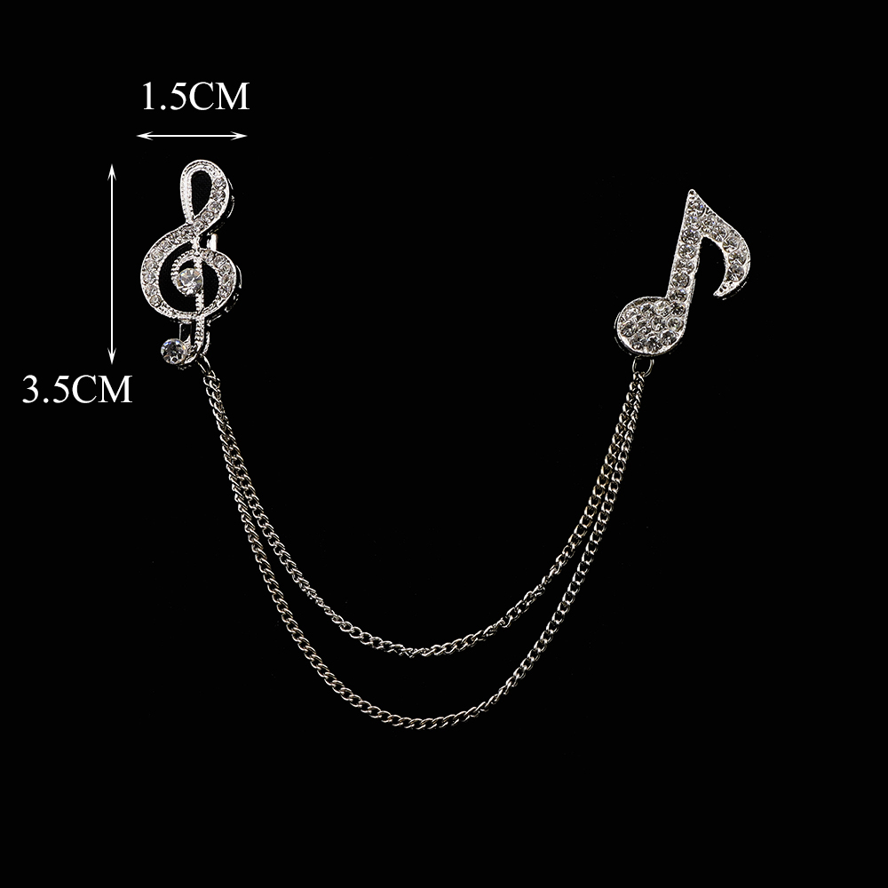 Mode Gentleman Kwastje Keten Broche Gitaar Muzieknoot Star Leaf Retro Revers Pin Voor Mannen Trouwpak Shirt Colla Accessoires: Silver Plated