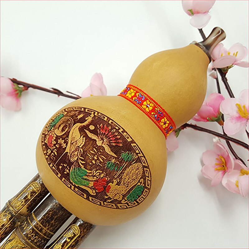 Chinese Handmade Cucurbit Silk Cucurbit Silk National Wind Musical Instrument Flute Handcraved Art Recorder Beginners Instrument