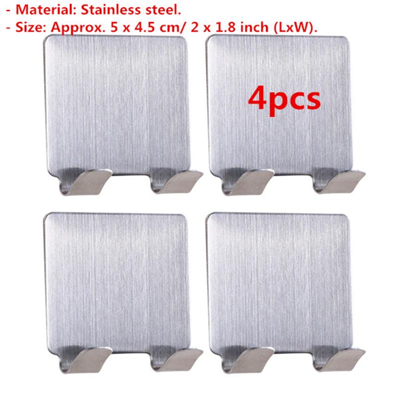 Rvs Haken Hanger Zelfklevende Zware Kapstok Robe Handdoek Haak Voor Badkamer Woonkamer Keuken Wandmontage: style 3