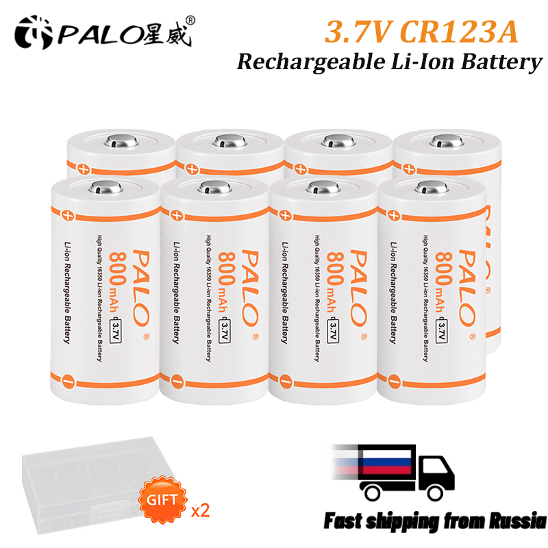 PALO CR123A Batteria 800mAh 3.7V Li-ione Ricaricabile RCR123 16340 Batterie per Torcia A portato 16340 16350 CR123A Batteria