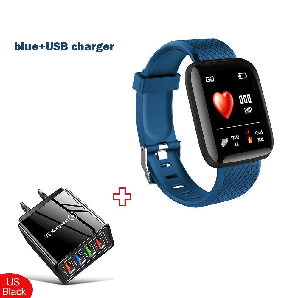 2020 New Smart Watch uomo Fitness bracciale orologi da donna monitoraggio della frequenza cardiaca orologio da polso elettronico Smartwatch magico per bambini: US charger blue