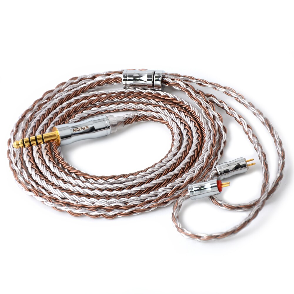 NICEHCK C16-5 Earphone Cable - 1.2m - 16 Core Copper Silver Mixed - MMCX/2Pin/QDC/NX7 Connectors: 4.4mm With 2Pin
