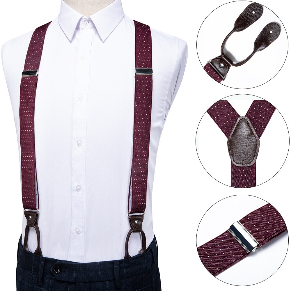DiBanGu Adulto In Pelle di Metallo Solido Marrone Nuovo Mens Bretella 6 Bottoni Brace Elastico Bretella Regolabile Tirantes Per Gli Uomini BD-506: BJ-520