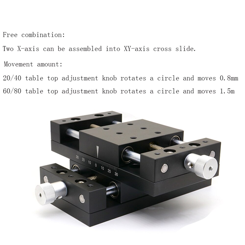 X single axis displacement table 20A-DB10 Manual Linear Stage Translation Displacement Platform Station 20x20mm Platform Size