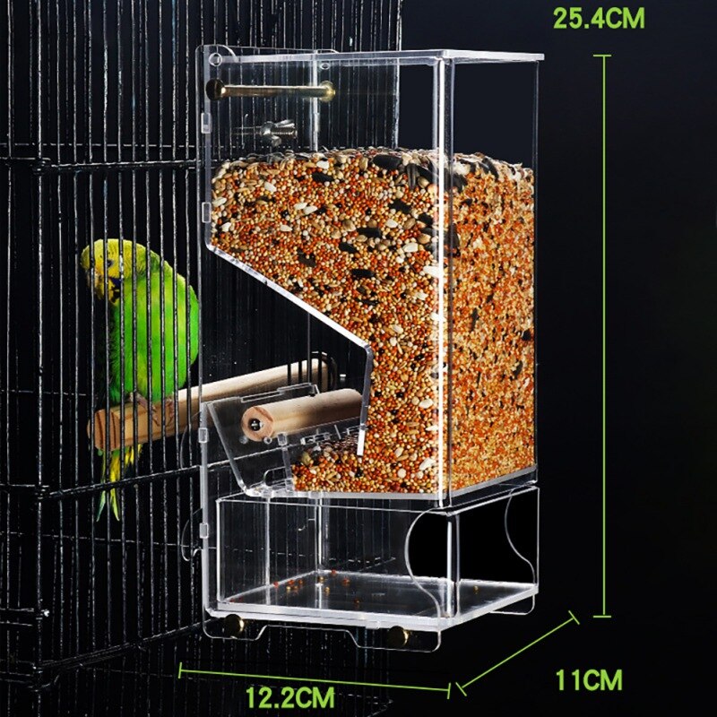 Anti-éclaboussures perroquet mangeoire anti-éclaboussures oiseau volaille mangeoire automatique acrylique alimentaire boîte perroquet Pigeon animal de compagnie oiseau jouet #