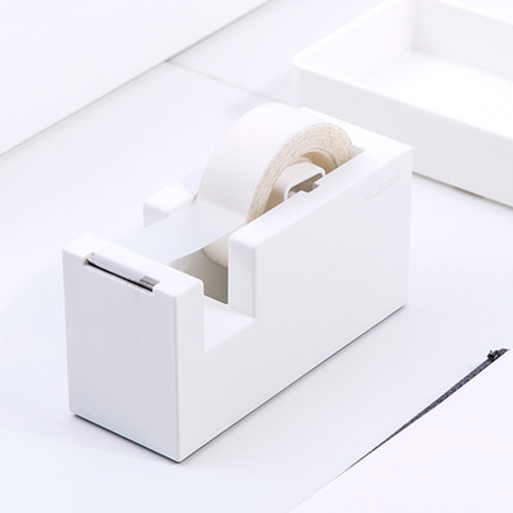 Nusign bærbar tape cutter med tape sæde selvklæbende tape dispenser cutter tape holder opbevaringsboks arrangør papirvarer levering: Hvid