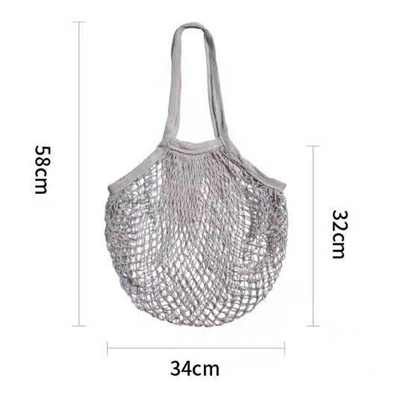Tragbare Lebensmittel Taschen für Obst Gemüse Tasche Waschbar Baumwolle Gittergewebe Schnur Organische Organizer Wiederverwendbare Handtasche Tuch Einkaufstasche: Licht Grau