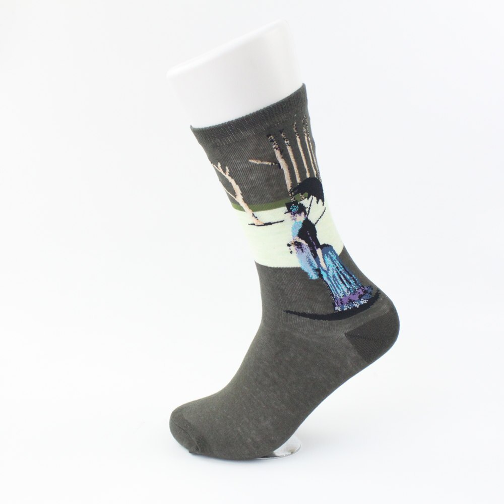 1pair Autumn winter Retro Art Sock Van Gogh Mural World Famous Oil Painting Series Men Women Socks Funny Socks: 05