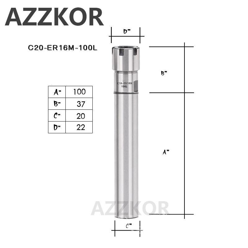 Straight Shank Handle Engraving Clamp Extension Collet Type M Chuck Holder Rod Tools Elongation ER8 ER11 ER1620 Milling System: C20-ER16M-100L