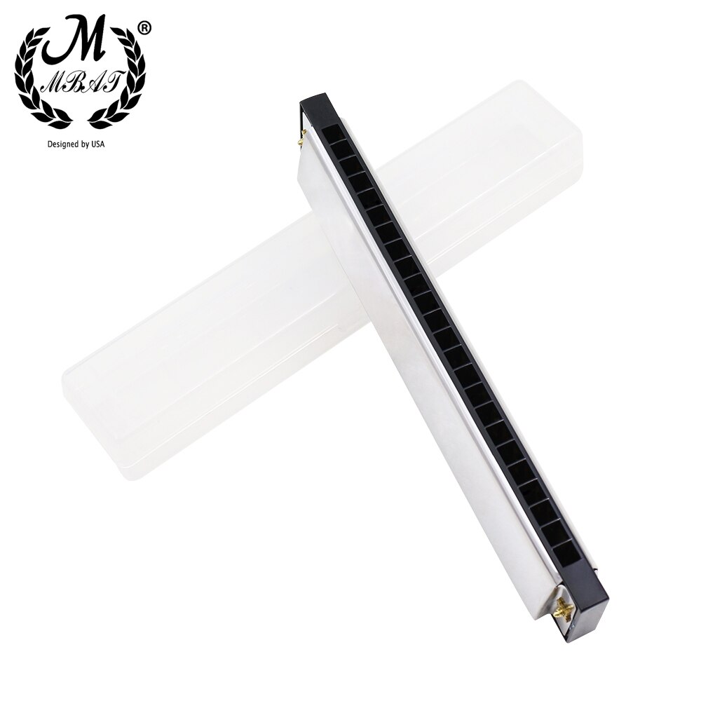 M MBAT 24 Holes Harmonica Tremolo Key C Silver Blues Jazz Rock Musical Instrument Diatonic Harp Beginner Musical Instrument: Default Title