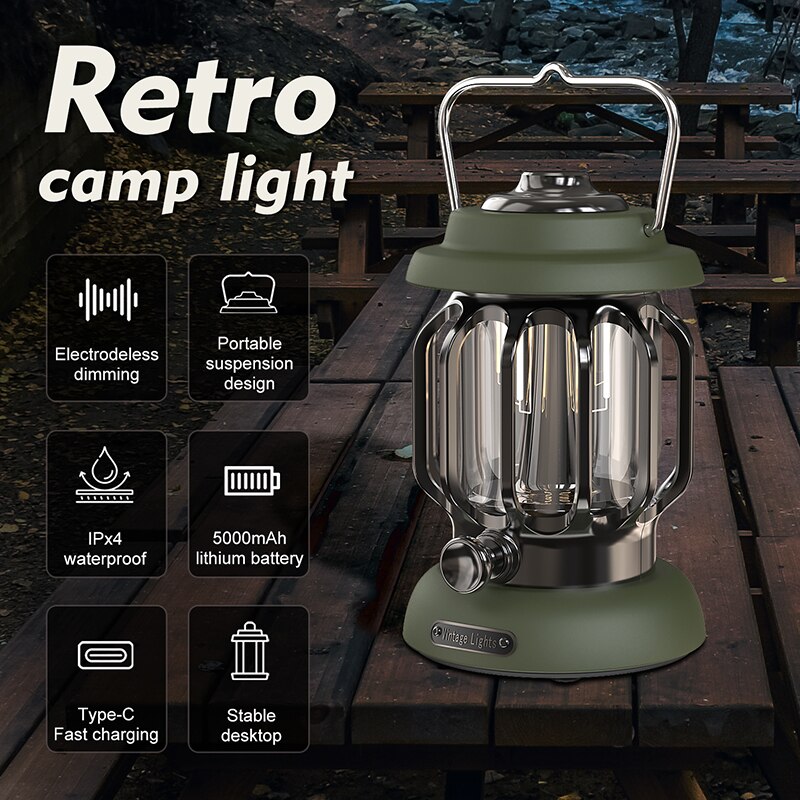 retro turystyczna latarnia zewnętrzna metalowa dekoracyjna wodoodporna lampa stołowa akumulator ciepły biały wystrój latarnia robić ścieżki ogrodowej