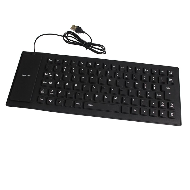 Folding Silent Keyboard Flexible Silicone Waterproof Keyboard 85 Keys Mini USB Wired Keyboards Ultra thin for Laptop PC Desktop: Black