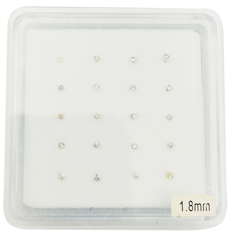 925 Sterling Zilveren Neus Pin Met 1.8 Mm Clear Crystal Kleine Neus Stud Piercing Sieraden 20 Stks/pak