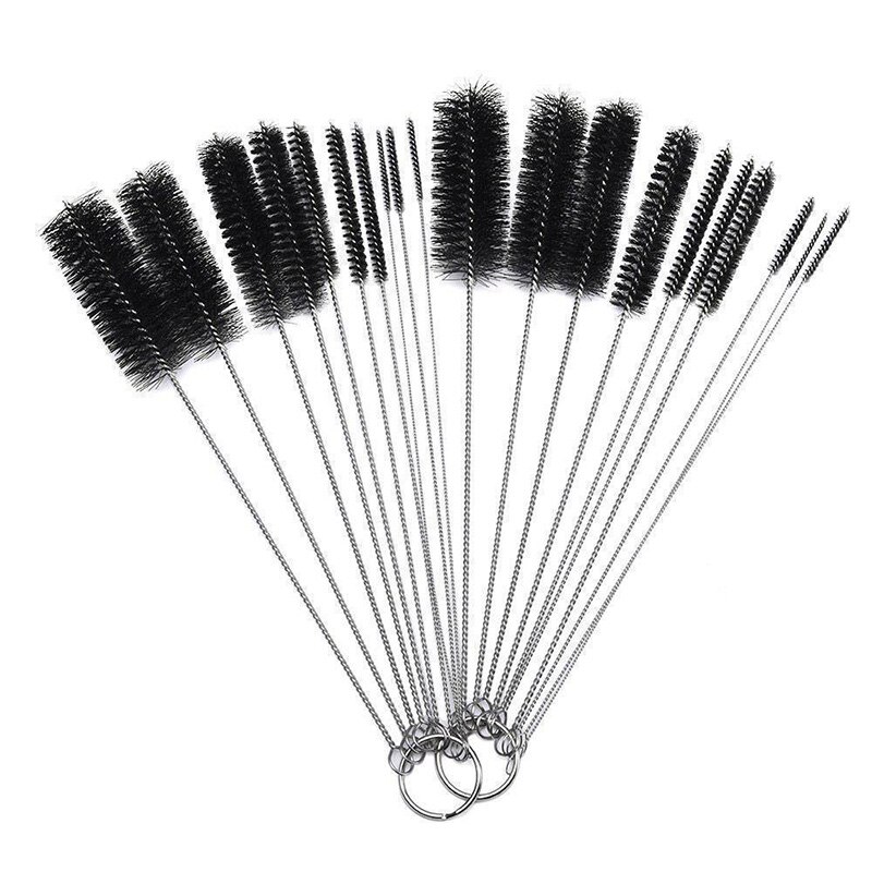 Nylon Borstel Set Roestvrijstalen Wassen Test Tube Tool Fles Cleaner: Black