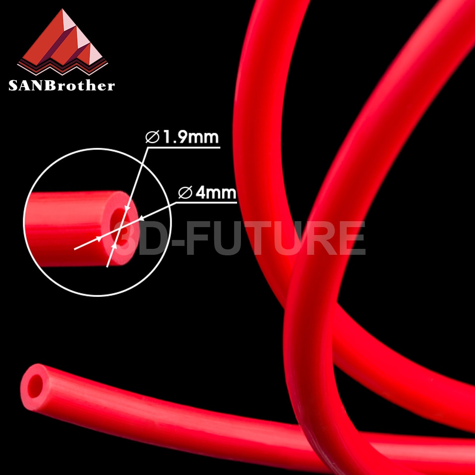 A impressora de sanbrother 3d parte a extrusora de bowden da tubulação do teflon do tubo de ptfe 1.75mm id1.9mm od4mm 1m 2m com cortador e laço do cabo
