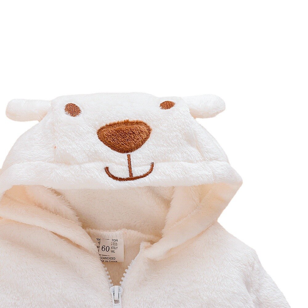 0-1 ano de idade menino meninas outono inverno macacão doce design dos desenhos animados mais veludo quente com capuz macacões jaqueta qualidade roupas criança