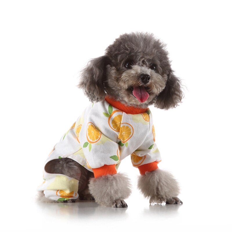 Pijamas con estampado naranja para perro, Camisón de algodón suave para perro, camisa acogedora, ropa para mascotas, mono, ropa de dormir para perros y cachorros