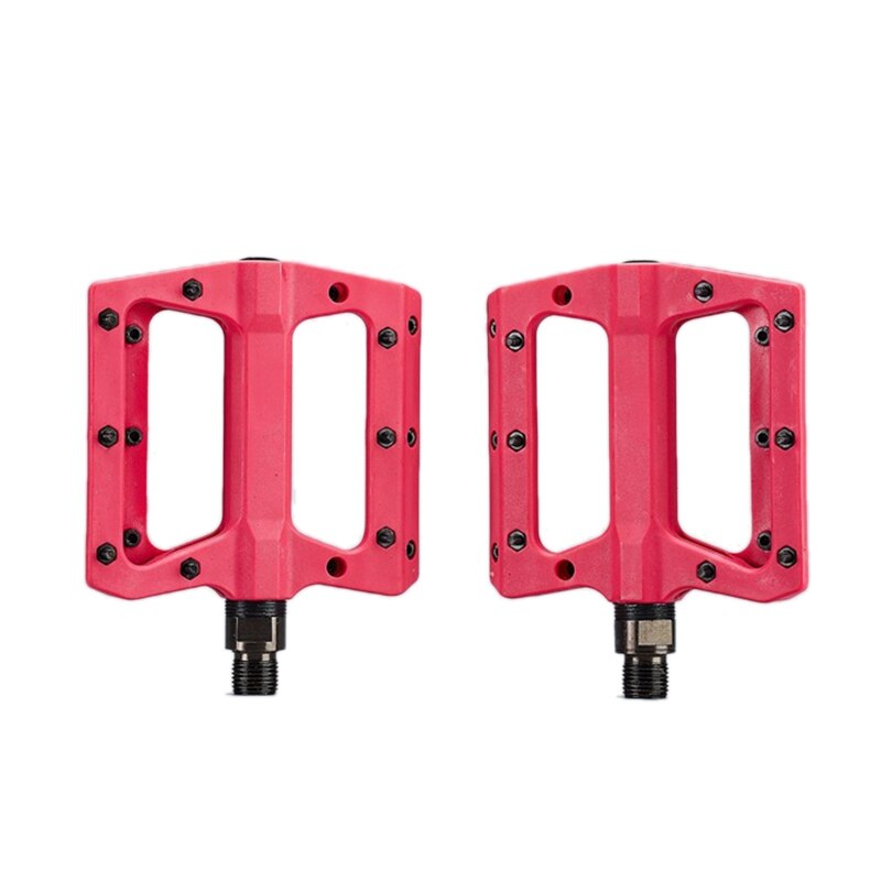 Mountainbike pedaler 3 med skridsikker letvægts nylon fiber cykel platform pedaler til bmx mtb 9/16 tommer: Lyserød