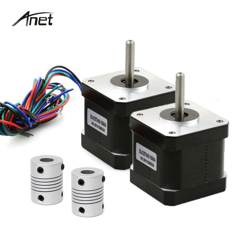 2 uds 42 Motor paso a paso 2 fases Motor 2 uds acopladores de acoplamiento Flexible Motor Z para impresora 3D Anet A8 A6