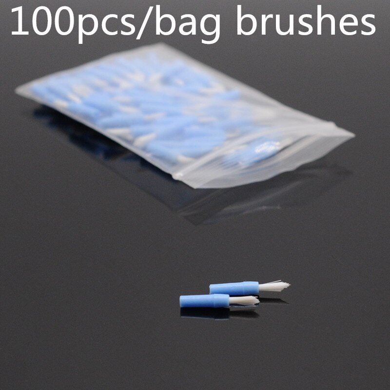 100/ stk dental engangs komposit børstespidser & 2 børstehåndtag til tandlæge lab forsyninger værktøjer