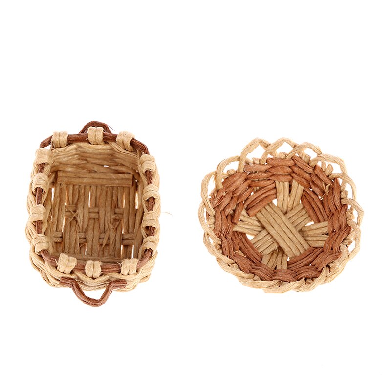 Cute Mini 1:12 Dollhouse Miniature Bamboo Rattan Frame Vegetable Food Storage Basket Doll Miniature Decoration