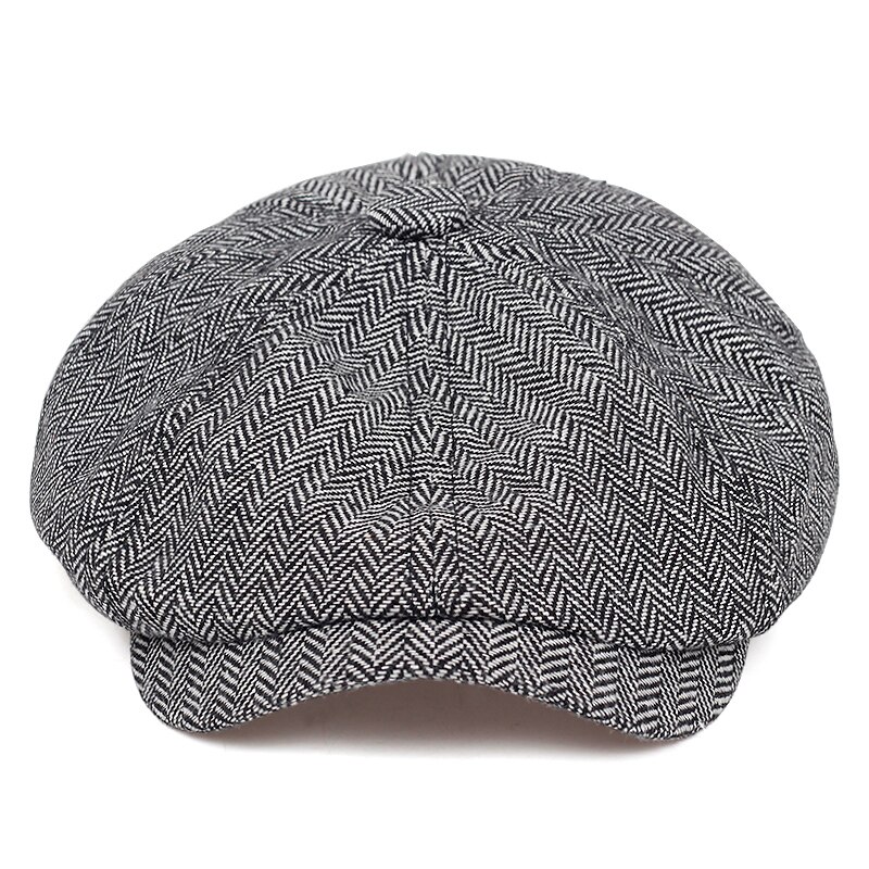 Retro Herringbone Newsboy Caps Men newsboy hat Stitching berets Cap Autumn Winter Men Vintage Painter Octagonal Hats gorras: Gray / XL