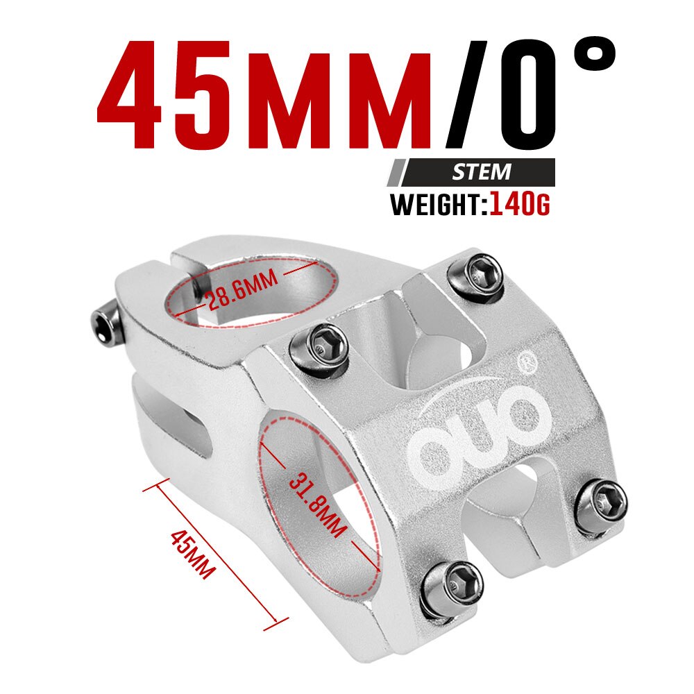 OUO krótki mostek rowerowy 31.8x4 5mm wspornik kierownicy rowerowej MTB moc pręt aluminiowy pion Bicycl accesori części robić roweru górskiego: 31.8x45mm srebro
