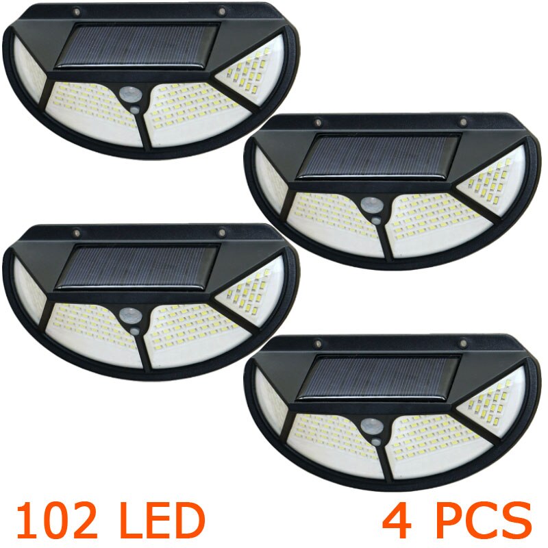 Semicircle 4 sides 102LEDs 3 modes glow motion sensor solar wall light Yard Path Home garden solar energy Induction street lamp: ROSE