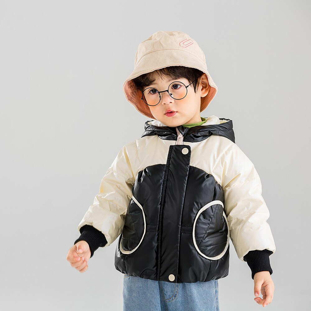 Winter Kleding Stijl Kinderen Katoenen Kleding Voor Jongens En Meisjes Leuke Dinosaurus Hooded Korte Gewatteerde Katoenen Kleding Voor kind: Black / 90cm