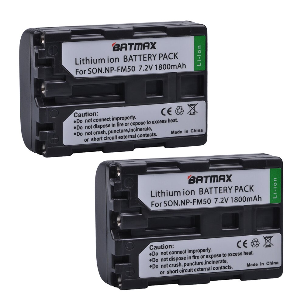 1800mAh NP-FM50 NP FM50 NP-FM50 NP FM50h Camera Battery for Sony NP-FM51 NP-FM30 NP-FM55H DCR-PC101 A100 Series DSLR-A100: 2Pcs
