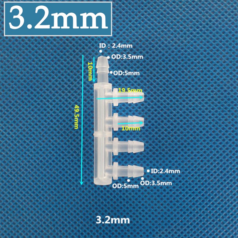10Pcs 2.4~9.5mm PP 5-Way Connector Food Grade Equal Dia Side FIve-Ways Joint Garden Irrigation Pipe Joints Aquarium Tank Adapter: 3.2mm