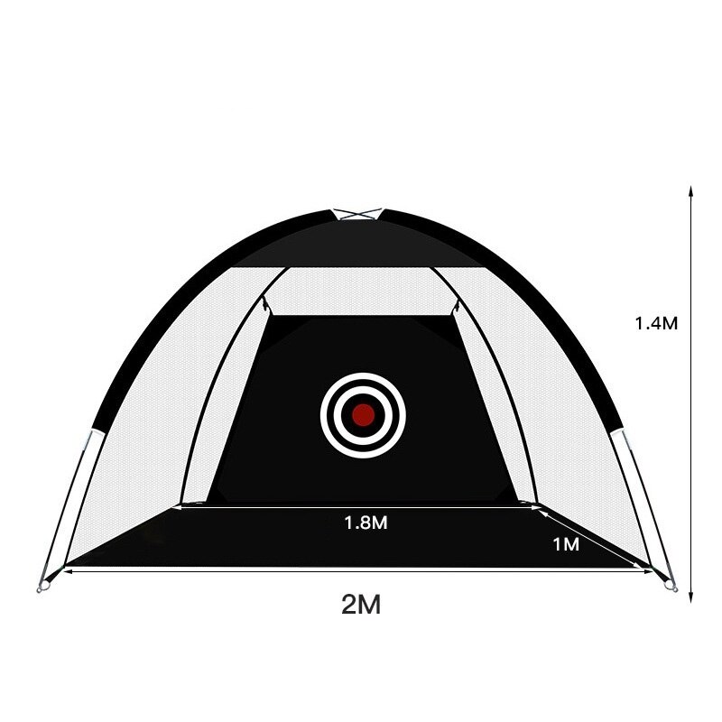 Indoor 1-3M Golf Practice Net Tent Golf Hitting Cage Garden Grassland Practice Tent Golf Training Equipment Mesh Outdoor: 2M black