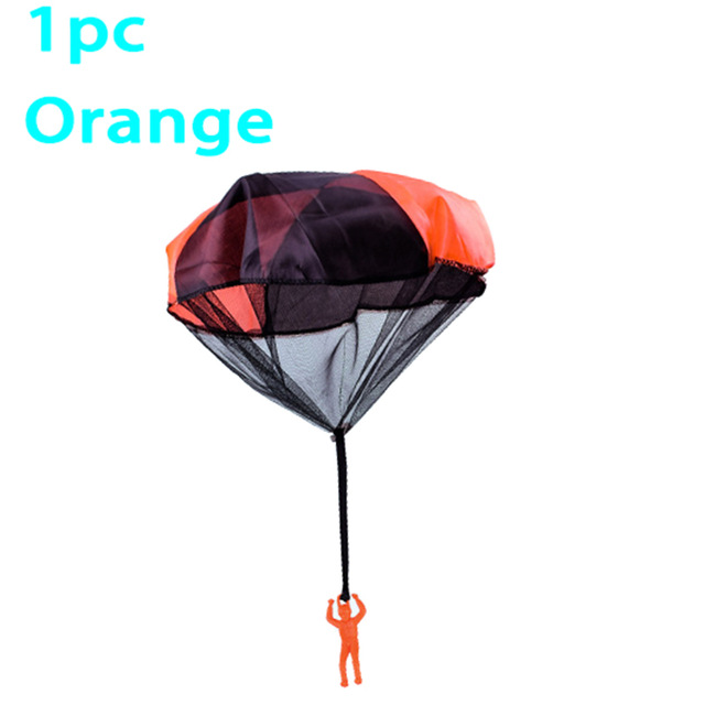 2 Stuks Hand Gooi Soldaat Parachute Speelgoed Indoor Outdoor Games Voor Kinderen Mini Soldaat Parachute Fun Sport Educatief Speelgoed jongen: 1pcs Orange