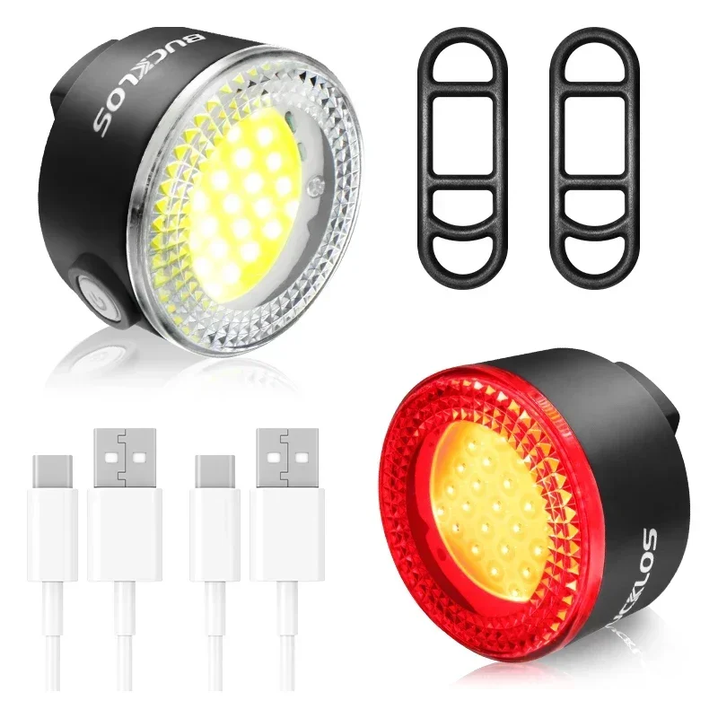 BUCKLOS Fietslicht COB Voor Achter Fietsverlichting LED Oplaadbare Mountain Road Fietslamp MTB Achterlicht Fietsen Zaklamp