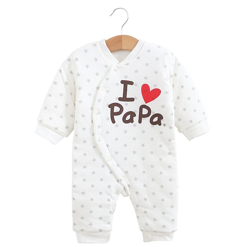 ICH Liebe Papa Mutter Winter Strampler unisex Baby Jungen Kleidung Verdicken Coton neugeboren drucken Baby Mädchen Kleidung Lang Hülse: I Liebe Papa / 18m