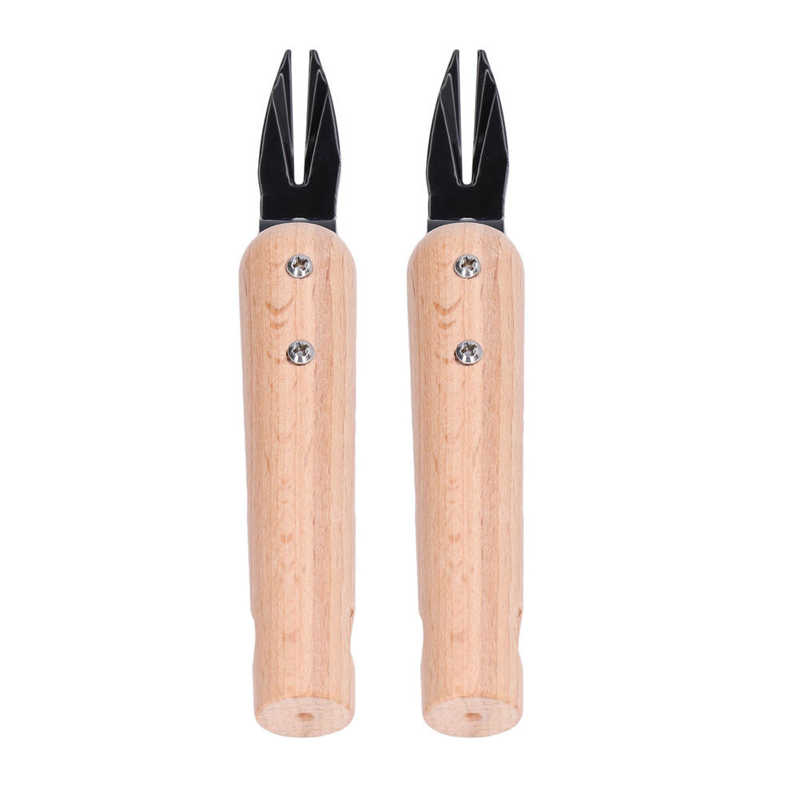 2Pcs Gevorkte Hoofd Hand Wieder Puller Houten Handvat Verwijderen Onkruid Schop Tuin Wieden Vork Trimmen Gereedschap Planten Gadgets