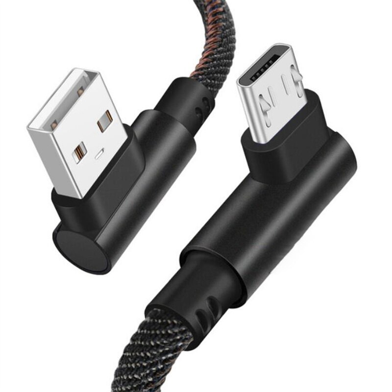 Micro usb de 90 graus para carregamento rápido, cabo de carga para xiaomi redmi 4 4x 5 6 7 note 3 4 5 usb cabo de dados carregador para samsung a5 a6 a7: Black For Micro / 1m