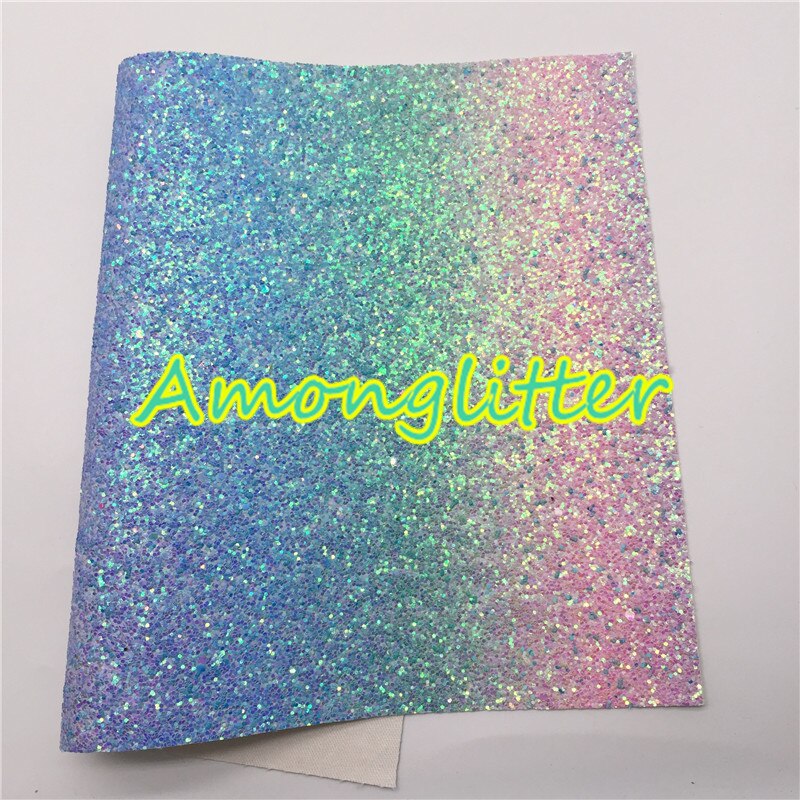 Amonglitter Rainbow hojas de tela de cuero grueso de brillo, tejido brillante para bolsas y zapatos de lazos de bricolaje 21x29cm tamaño A4 MB013A: 9