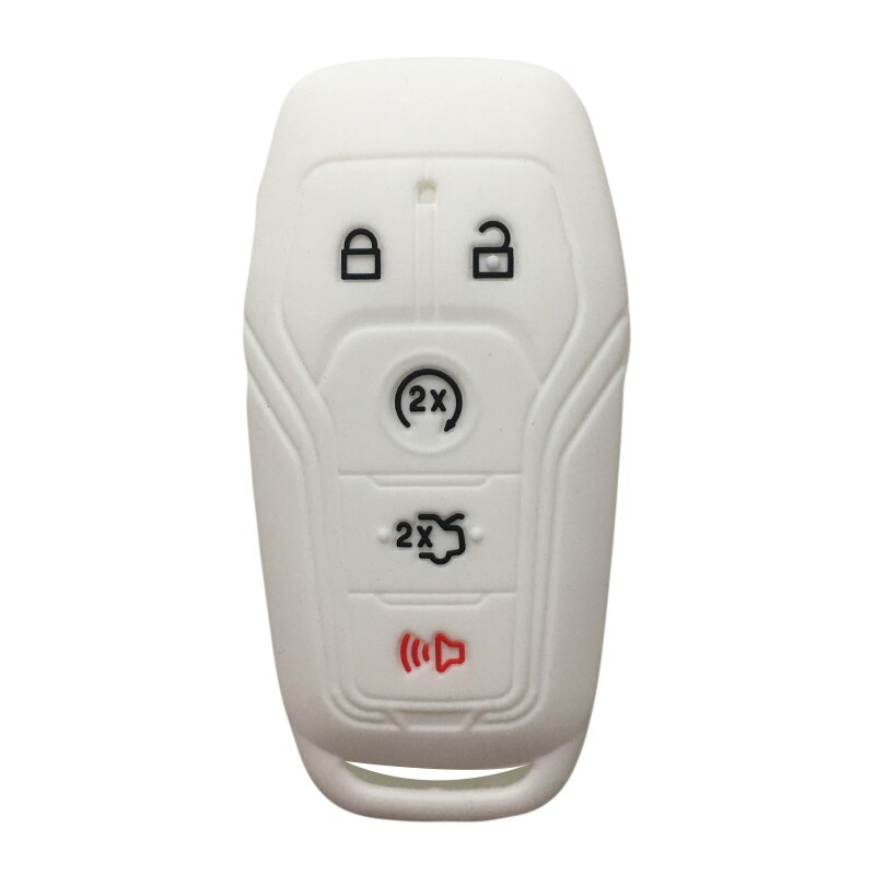 Silica Gel Flip Key Cover Cap for FORD EDGE EXPLORER Fusion Mustang F150 for Lincoln MKZ MKC Keys Case for Keychain Alarm: white