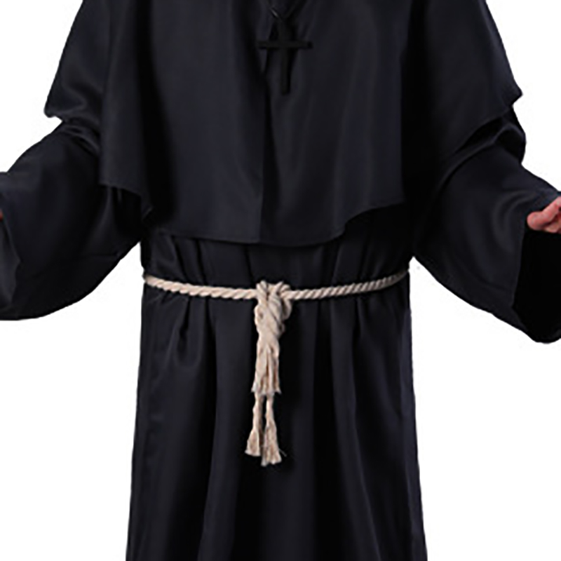 Manto de feiticeiro halloween medieval cristão frade sacerdote robes bruxa capa festa morte fantasma vampiro diabo cosplay trajes