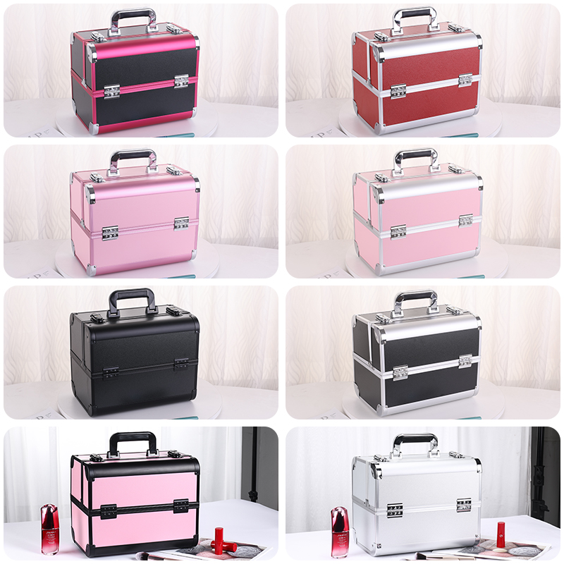 Makeup Train Box With Adjustable 4 Trays Makeup Box Makeup Storage Box With Lock And Compartment