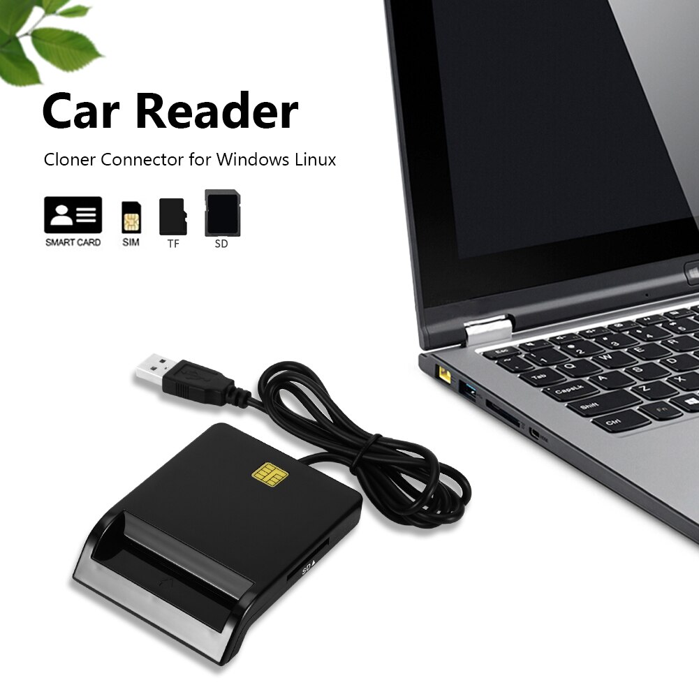 Bærbar universal usb 2.0 smart card læser til bankkort cac ic id sim dnie atm kortlæsere til windows 10