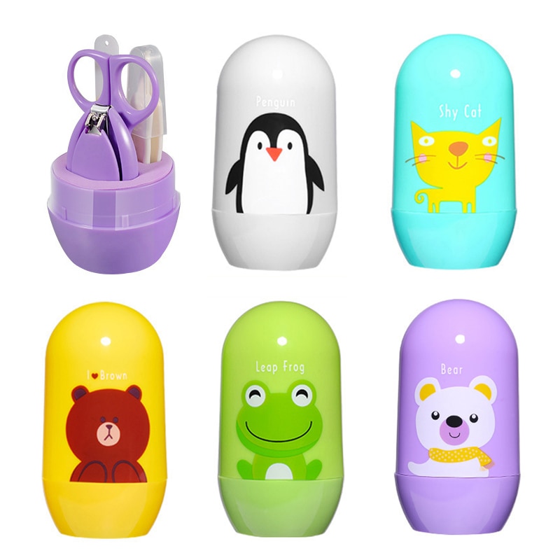 4 stks/set Pasgeboren Baby Nail Care Kit Kids Nail Cutter Set Leuke Cartoon Baby Baby Nail Trimmer Clippers Schaar Nail producten