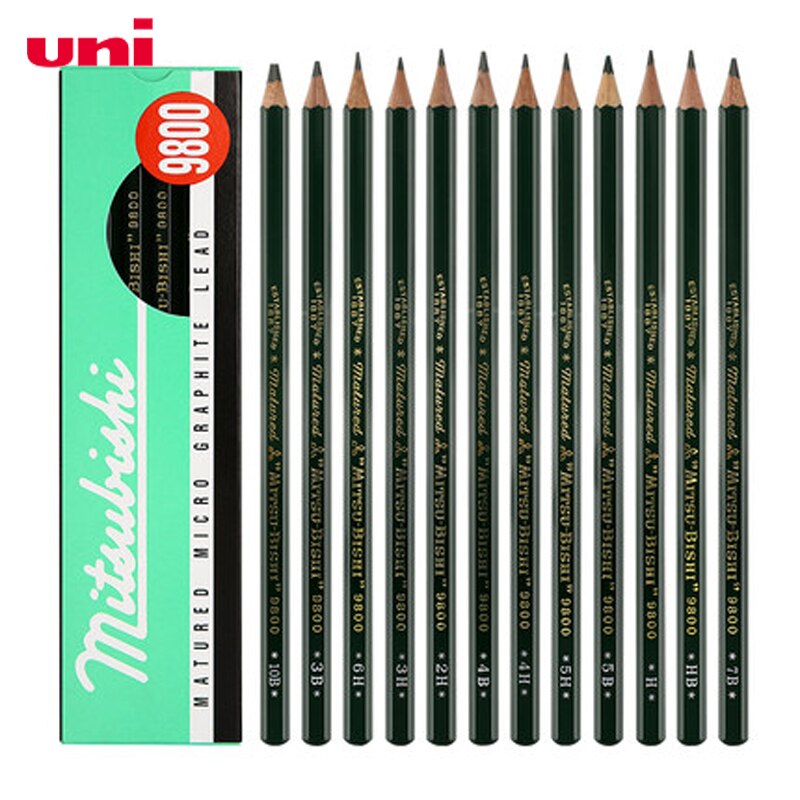 12 stk/parti mitsubishi uni 9800 tegneblyanter multi-gråskala blyanter skriveartikler kontor- og skoleartikler