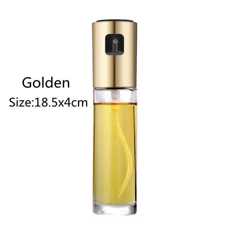 Stainless steel Sprayer Oil Bottle Leak-proof Nozzle Type Oil Can Press Oil Bottle Dispenser Kitchen BBQ Cooking Glass Oil Spray: 100ml Golden