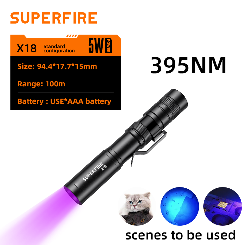 SUPERFIRE X18 Mini linterna LED PenLight lámpara Clip UV linternas antorcha al aire libre Camping bolsillo pluma luces linterna de emergencia: Rojo