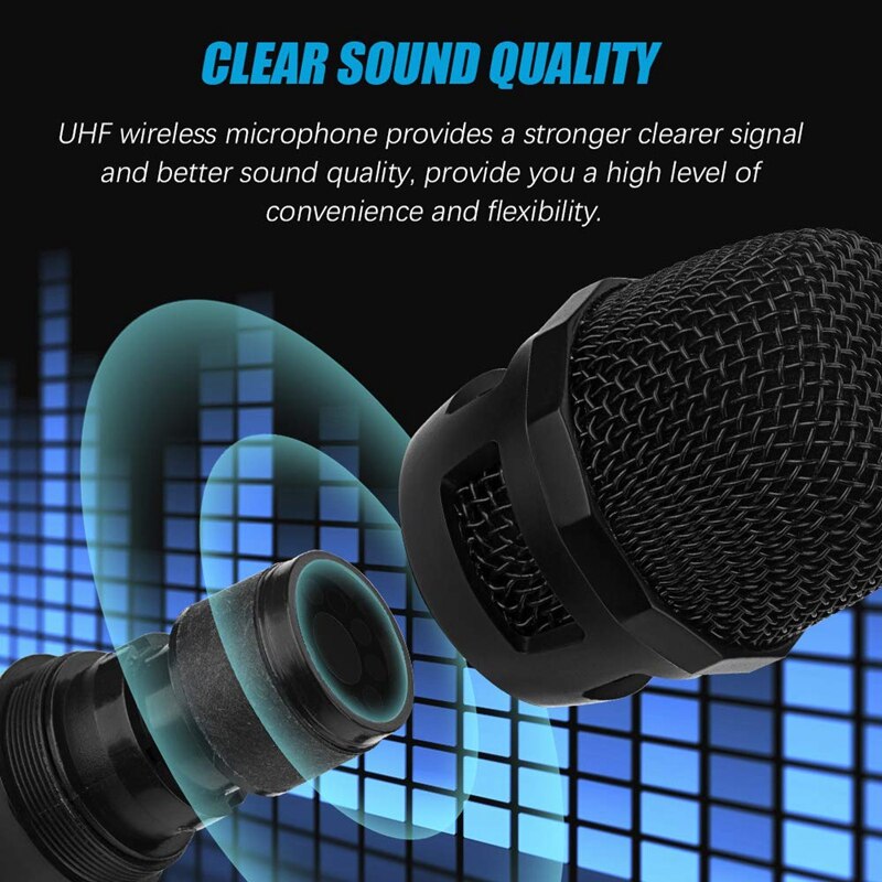 Wireless Dynamic Microphone, UHF Cordless Microphone System with Portable Receiver for House Parties, Karaoke, Meeting