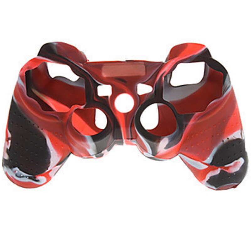Funda protectora suave antideslizante de camuflaje para Playstation 3, funda de goma de Gel de silicona suave para mando de PS3: red-black